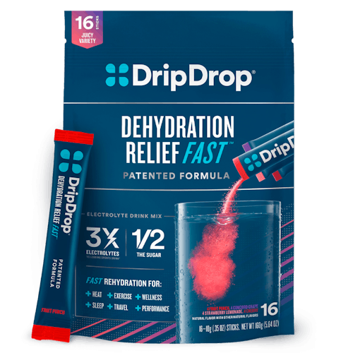 DripDrop Juicy Variety Pack Electrolyte Powder, 8 oz sticks, 16 count